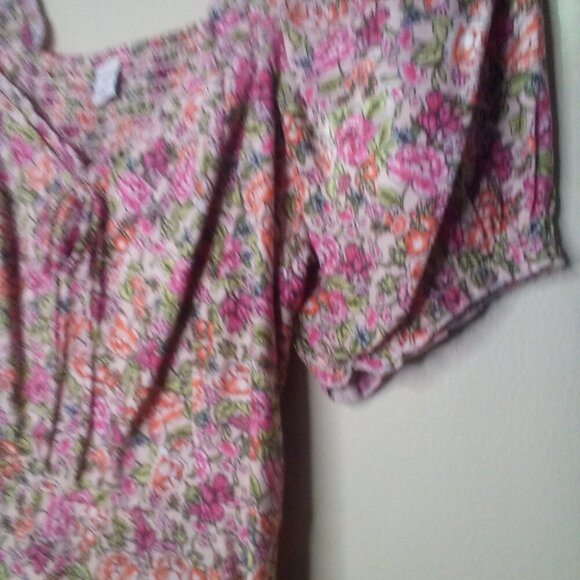 Old Navy Dress S Petite Peasant Short Sleeve Floral Colorful - Picture 6 of 14